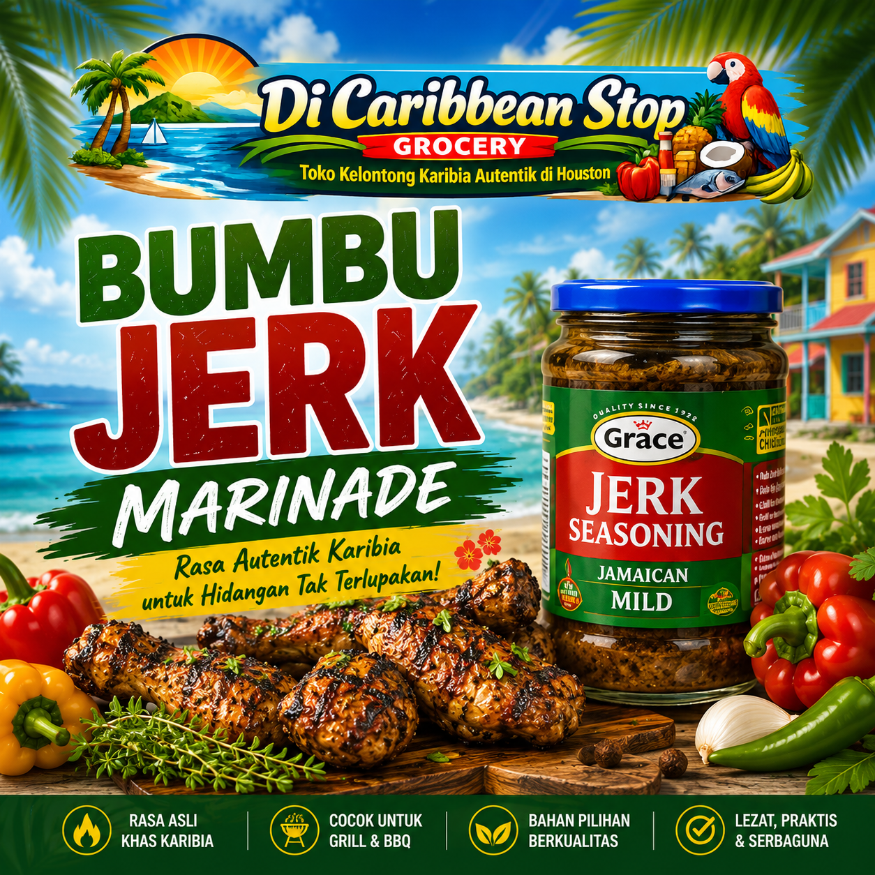 Bumbu Jerk Marinade - Bumbu marinasi jerk autentik dari Karibia