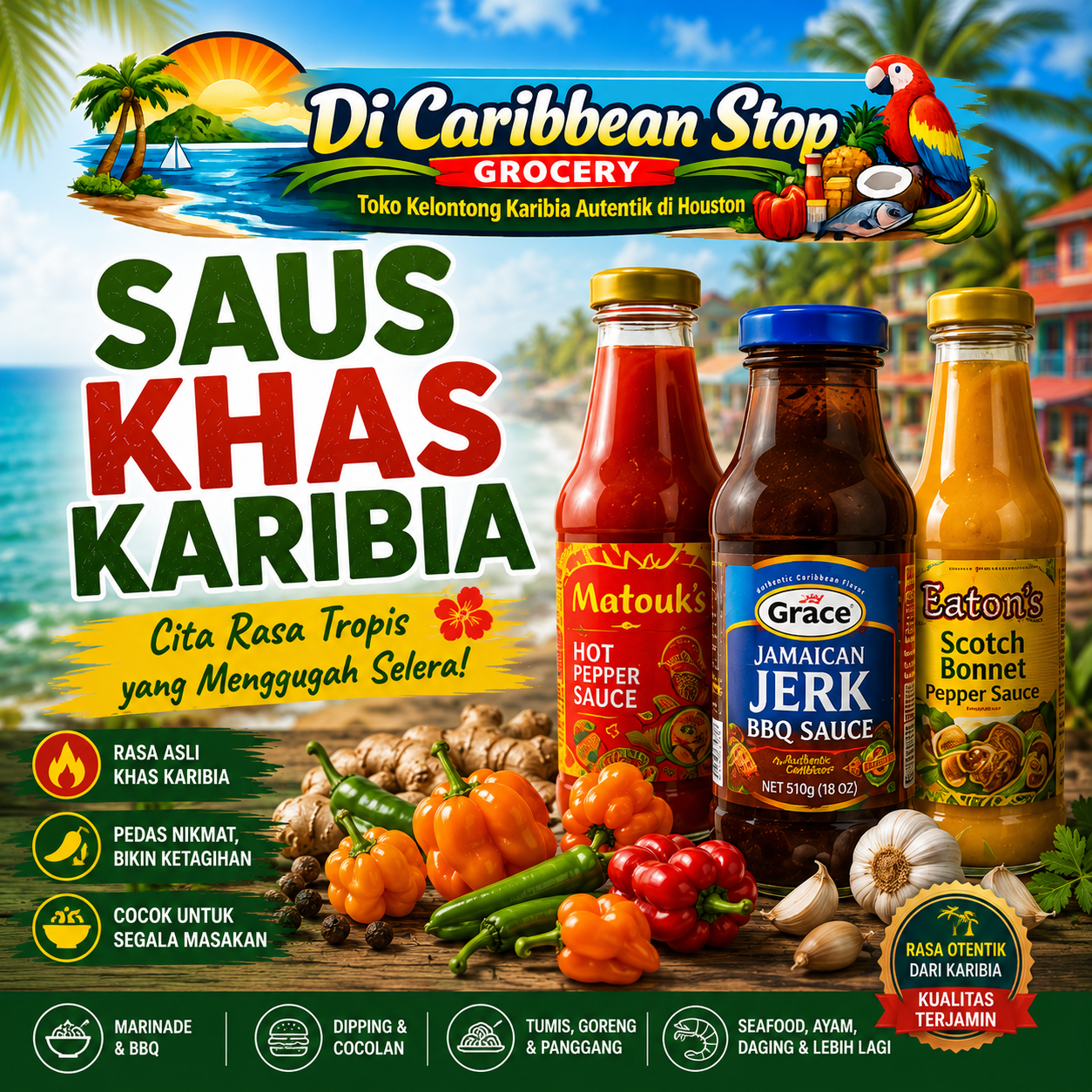 Saus Khas Karibia - Berbagai pilihan saus tradisional Karibia